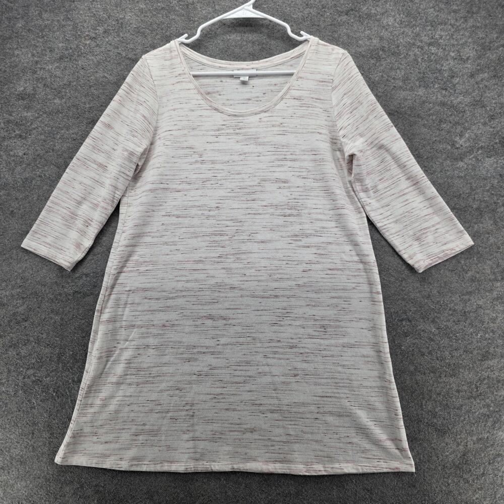 J Jill Pure Jill Dress Womens Medium Oatmeal Space Dye 3/4 Sleeve A-Line